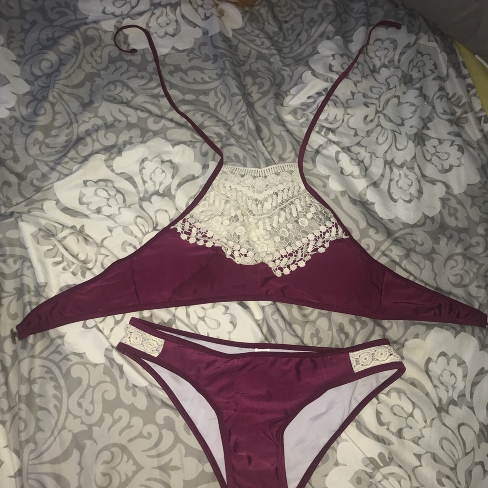 Burgundy Lace Bikini size medium
